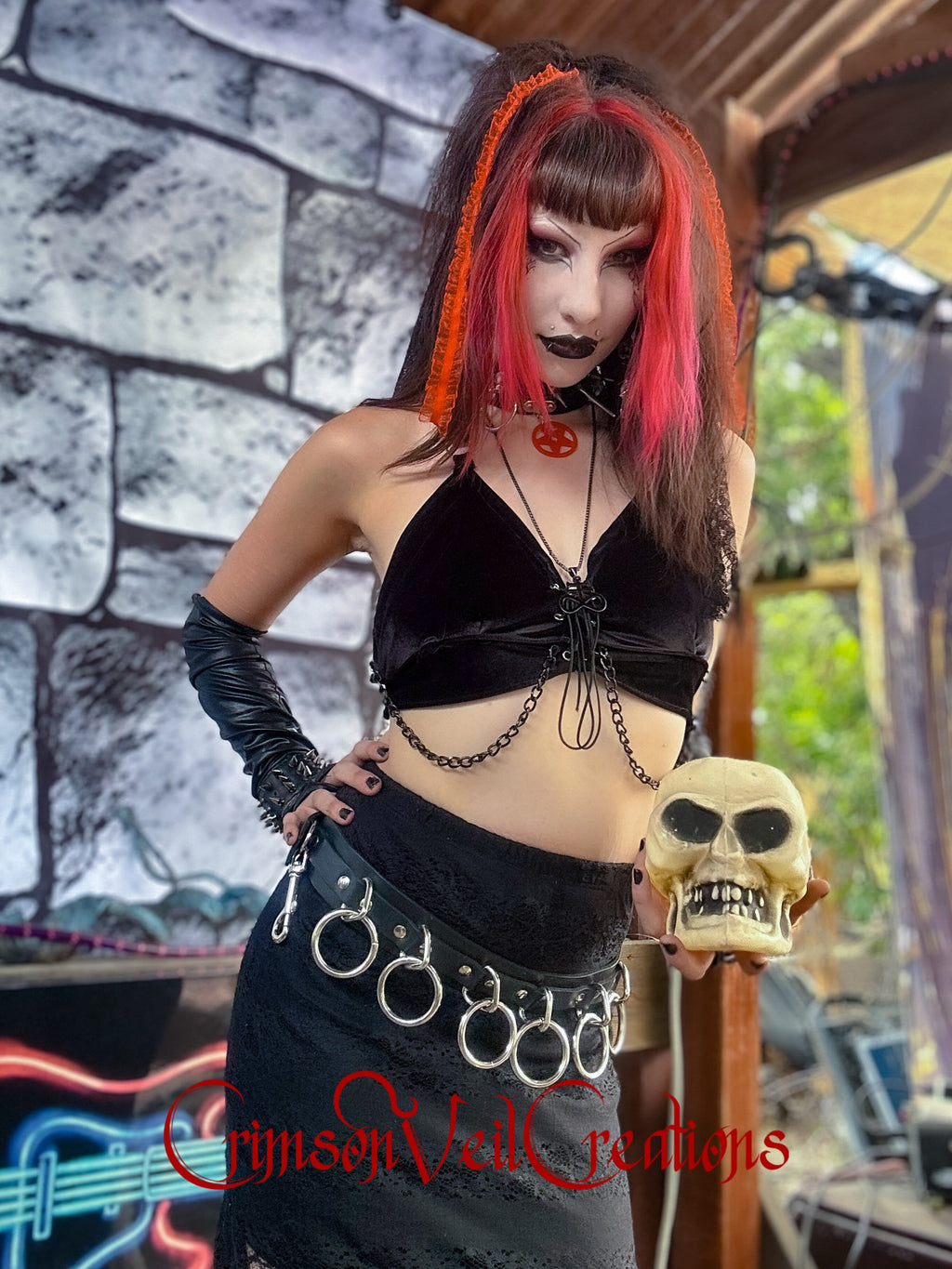 Black Amphetamine Velvet Halter Bralette Top Size Medium