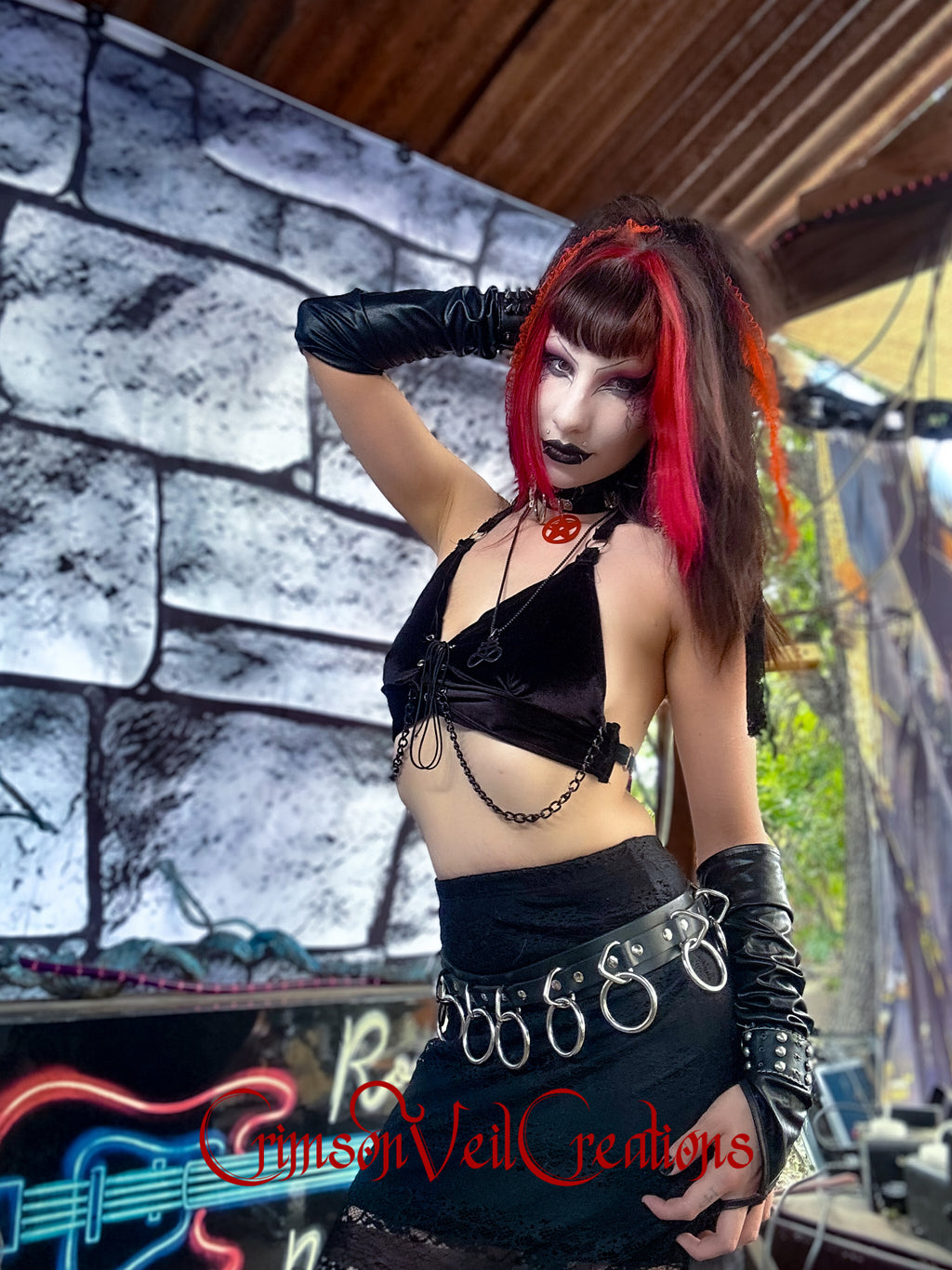 Black Amphetamine Velvet Halter Bralette Top Size Medium